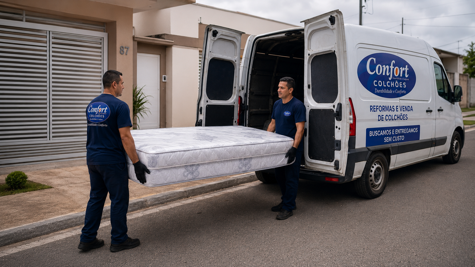 Equipe realizando busca e entrega de colchão